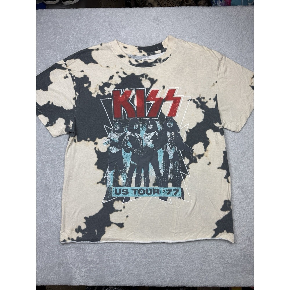Kiss US Tour '77 / World Tour '77 Tie-Dye Bleach Dye T-Shirt Size XS